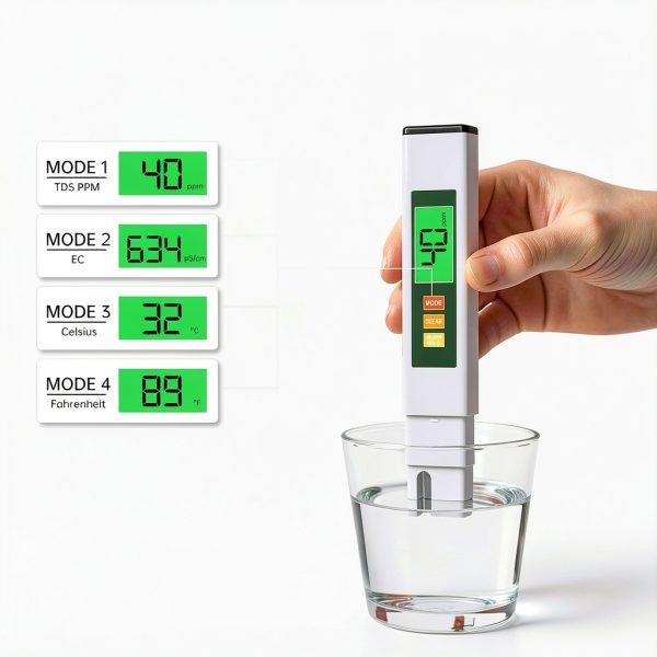 TDS Water Tester JRQHF 4-in-1 Digital Meter 6in White and Green-4