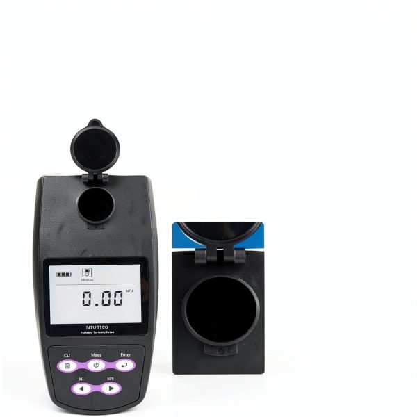 Portable Turbidimeter Turbidity Meter Kit Turbidity Tester with 4 PCS Calibration Solution Vials Range 0~1100 NTU/FNU 0~275 EBC 0~9999 ASBC 2-5 Point Calibration 100 Groups Storage USB Interface-5