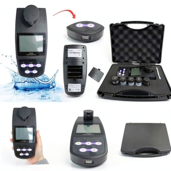 Portable Turbidimeter Turbidity Meter Kit Turbidity Tester with 4 PCS Calibration Solution Vials Range 0~1100 NTU/FNU 0~275 EBC 0~9999 ASBC 2-5 Point Calibration 100 Groups Storage USB Interface-6