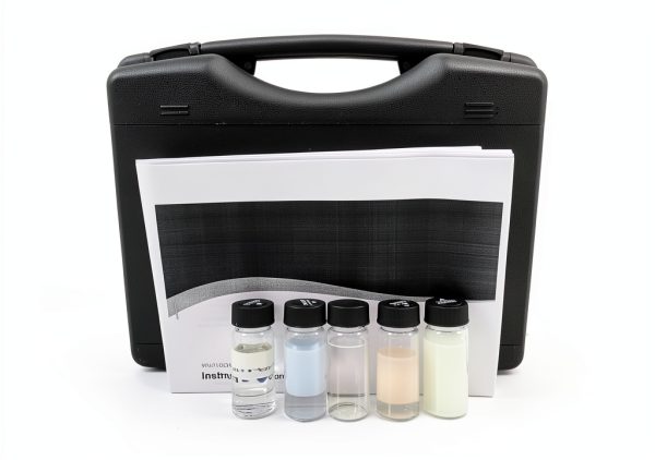 Portable Turbidimeter Turbidity Meter Kit Turbidity Tester with 4 PCS Calibration Solution Vials Range 0~1100 NTU/FNU 0~275 EBC 0~9999 ASBC 2-5 Point Calibration 100 Groups Storage USB Interface-8