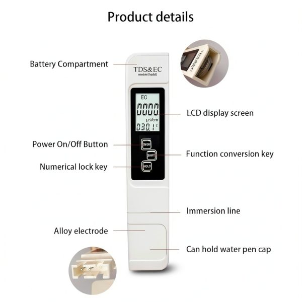 4 in 1 TDS Meter Turbidity Tester - TDS EC & Temperature(°C,°F) 0-9990 ppm-Meter,Accurate & Reliable Digital Water Testing for DrinkingWater,Tap,Well,Swimming Pool,Hydroponics, Aquarium, RO/DI System-3